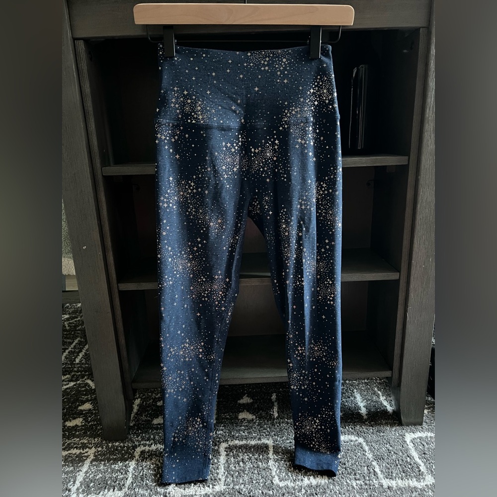 Beyond Yoga Midnight Blue and Gold Leggings